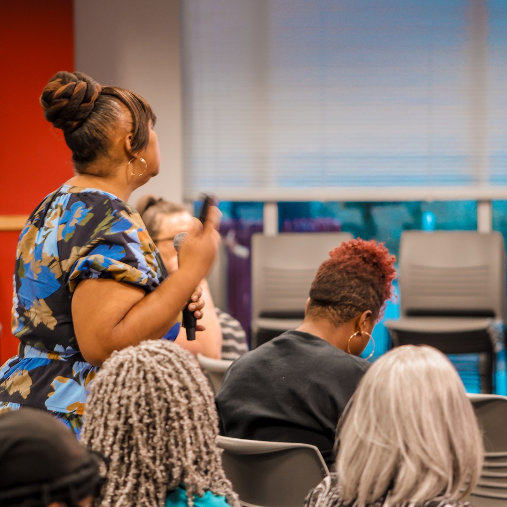 Community members and Colorado Black Caucus members at a listening session at the Community College of Aurora.